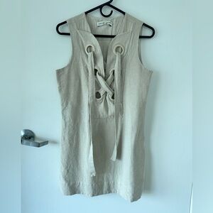 English Factory Beige Lace-Up Mini Dress